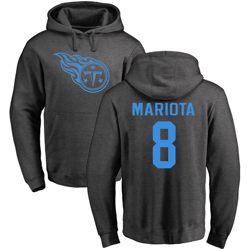 Tennessee Titans Men Ash Marcus Mariota One Color NFL Football #8 Pullover Hoodie Sweatshirts->tennessee titans->NFL Jersey